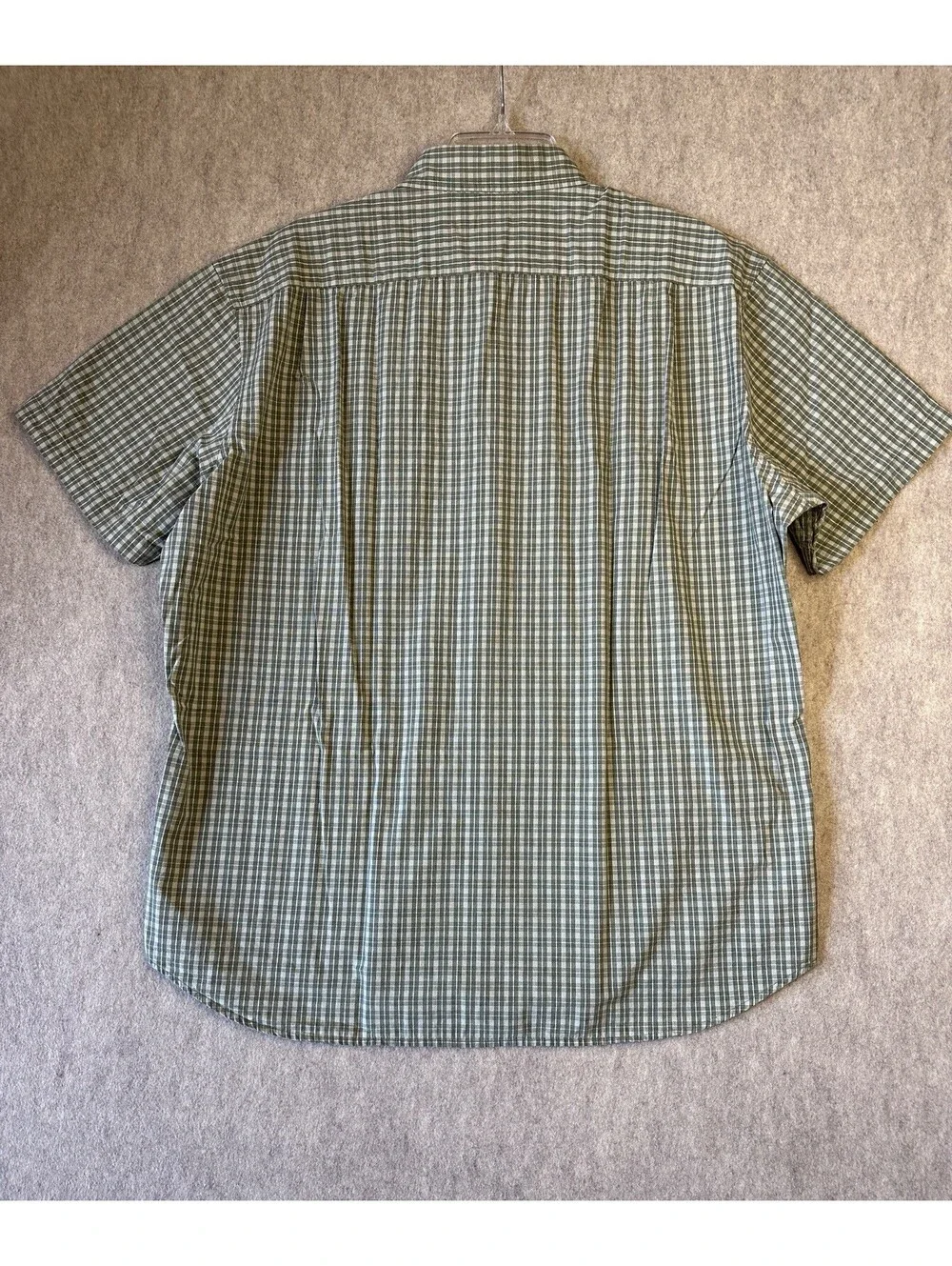 J Crew Green White Plaid Short  Sleeve Button Down Shirt Men’s Lg Cotton
